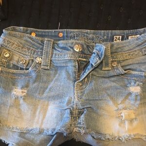 Miss Me Light Blue Distressed Jean Shorts